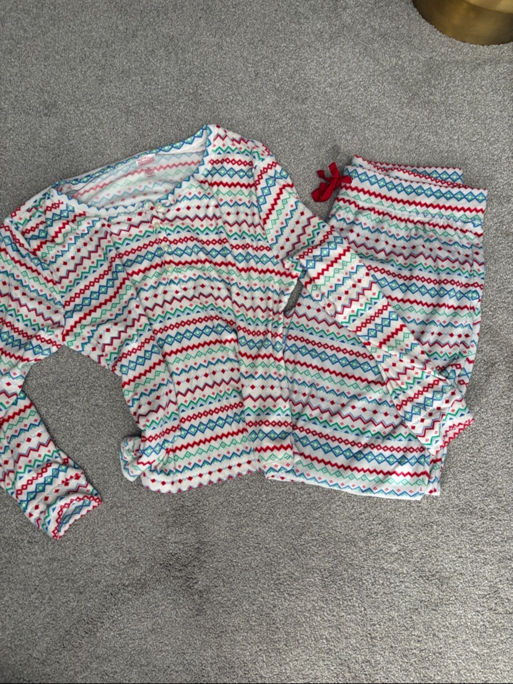 Wondershop White Pajama Set with Red, Blue & Green Stripes